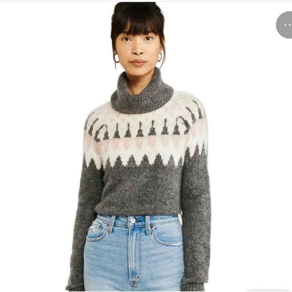 Abercrombie & Fitch Fair Isle Turtleneck Sweater Size L - Picture 1 of 16